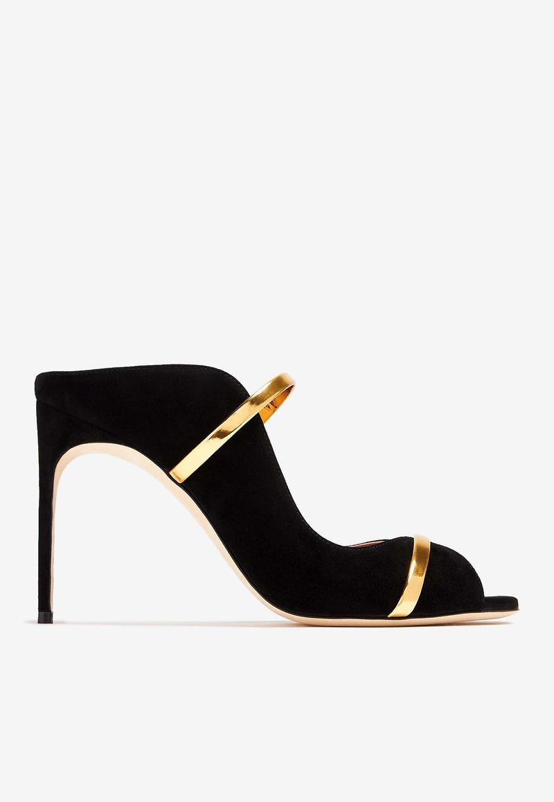 Malone Souliers Noah 90 Suede Mules NOAH 90-14 BLACK/GOLD