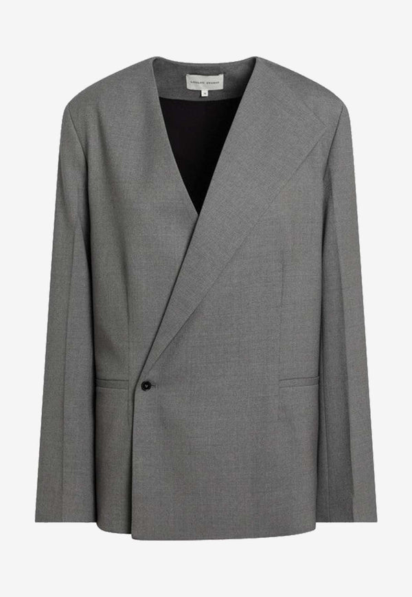 Loulou Studio Double-Breasted Wool Blazer Gray NODOWO/Q_LOULO-GM