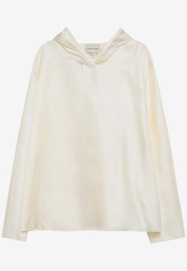 Loulou Studio Hooded Silk Blouse Ivory NUKASI/Q_LOULO-SV