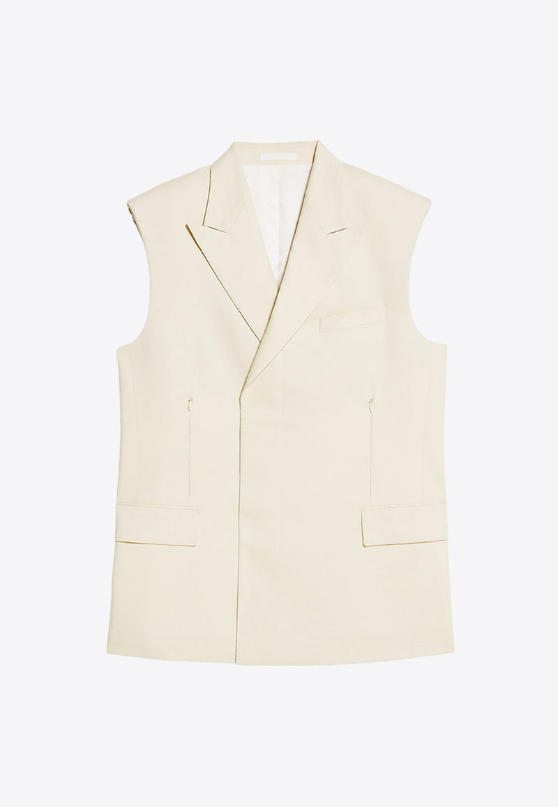 Helmut Lang Double-Breasted Sleeveless Blazer Cream O04HW199CREAM