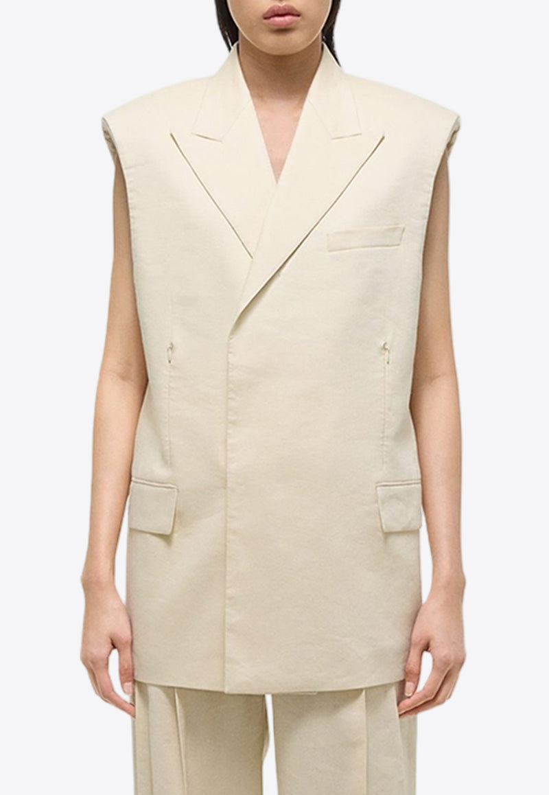 Helmut Lang Double-Breasted Sleeveless Blazer Cream O04HW199CREAM