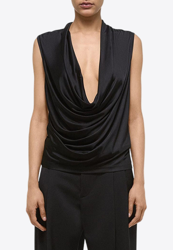 Helmut Lang Cowl Neck Satin Top Black O05HW501BLACK