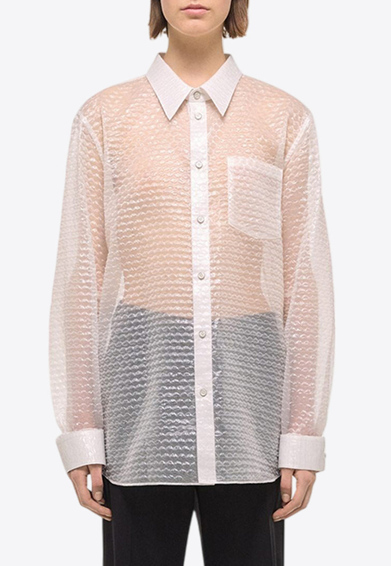 Helmut Lang Curved Bubble Wrap Sheer Shirt White O06HW506WHITE