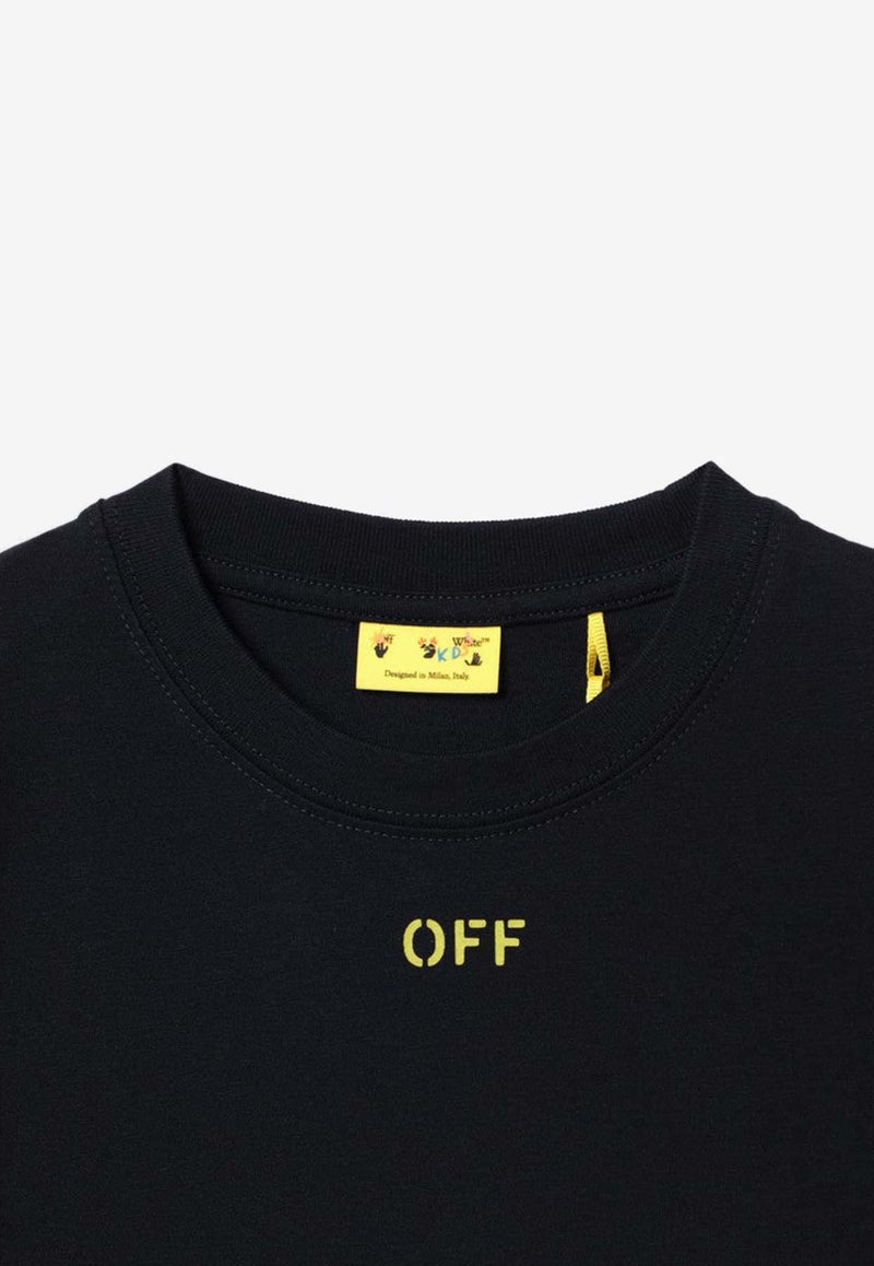 Off-White Kids Boys OFF Stamp Crewneck T-shirt Black OBAA002F24-AJER002/P_OFFW-1014