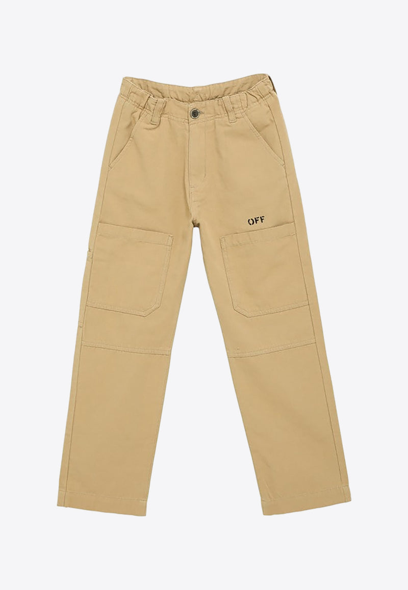 Off-White Kids Boys Diag Print Utility Pants Beige OBCA007S24-AFAB001/O_OFFW-6110