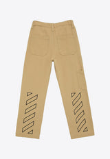 Off-White Kids Boys Diag Print Utility Pants Beige OBCA007S24-AFAB001/O_OFFW-6110