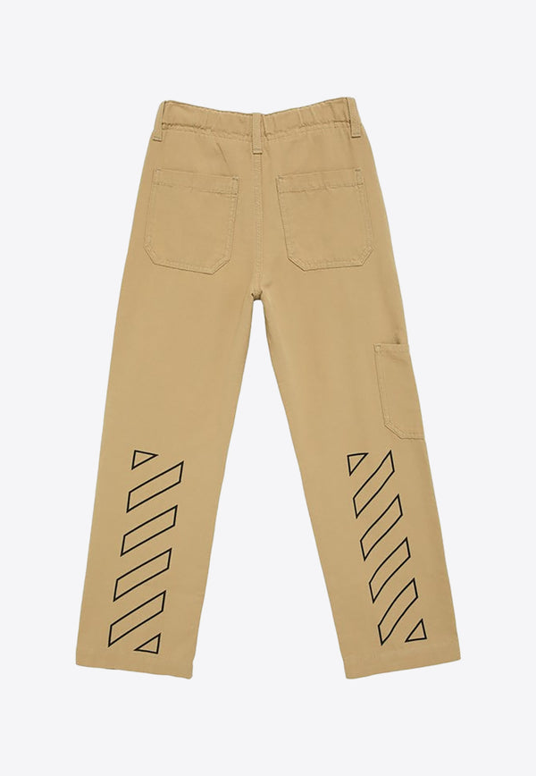 Off-White Kids Boys Diag Print Utility Pants Beige OBCA007S24-AFAB001/O_OFFW-6110