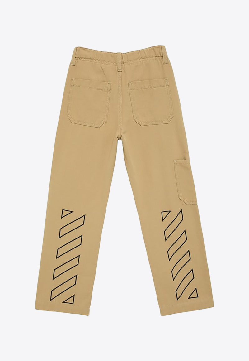 Off-White Kids Boys Diag Print Utility Pants Beige OBCA007S24-AFAB001/O_OFFW-6110