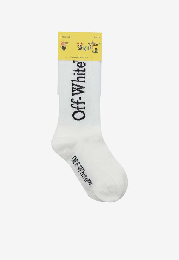 Off-White Kids Boys Ribbed Logo Socks White OBRA003F24KNI001/P_OFFW-0146