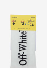 Off-White Kids Boys Ribbed Logo Socks White OBRA003F24KNI001/P_OFFW-0146