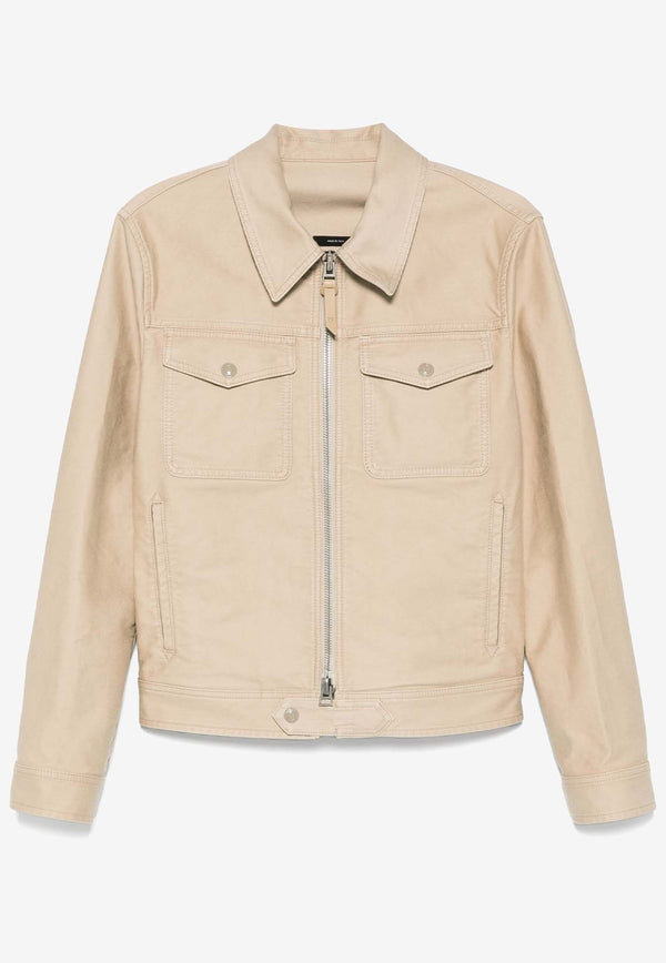 Tom Ford Zip-Up Overshirt OBS048-FMC171S25 JB255 Beige