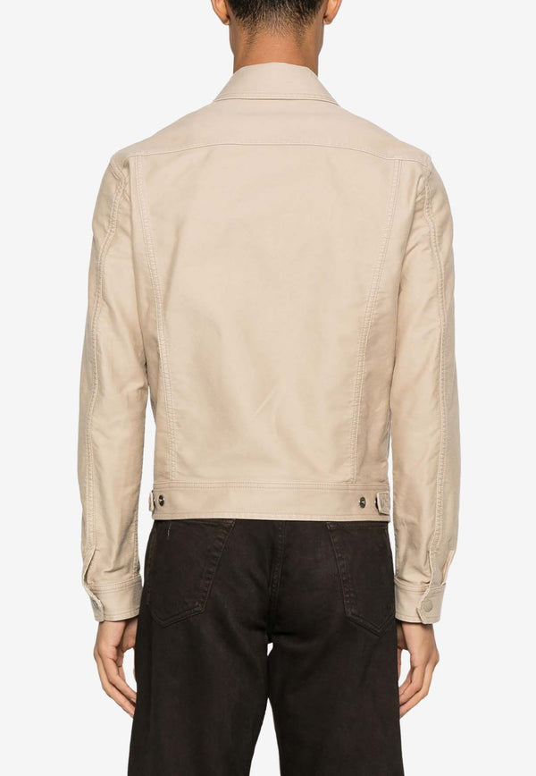 Tom Ford Zip-Up Overshirt OBS048-FMC171S25 JB255 Beige