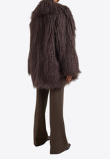 The Frankie Shop Miley Oversized Faux Fur Jacket Brown OCOMILEYF02000BROWN