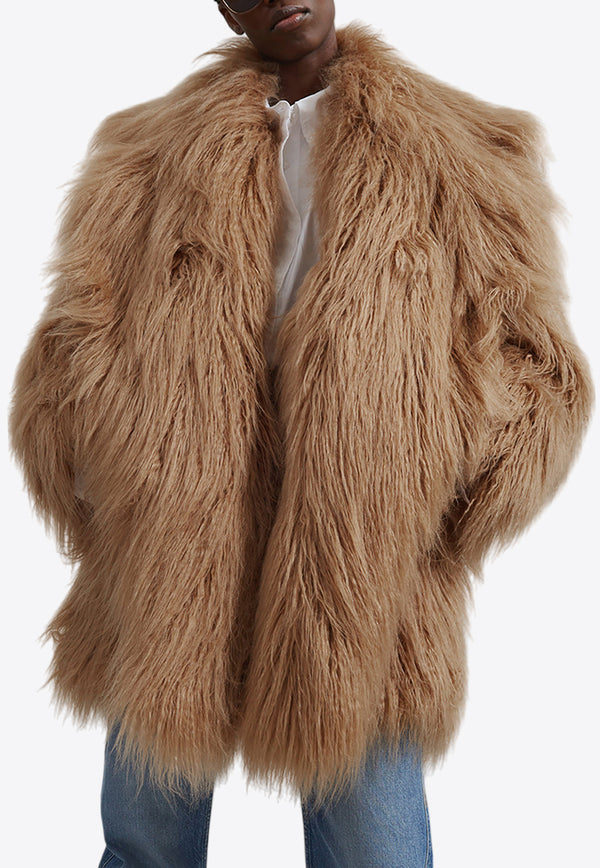 The Frankie Shop Miley Oversized Faux Fur Jacket Camel OCOMILEYF02110CAMEL