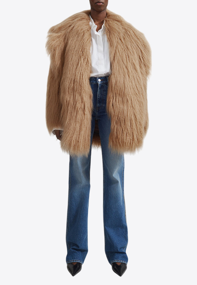 The Frankie Shop Miley Oversized Faux Fur Jacket Camel OCOMILEYF02110CAMEL