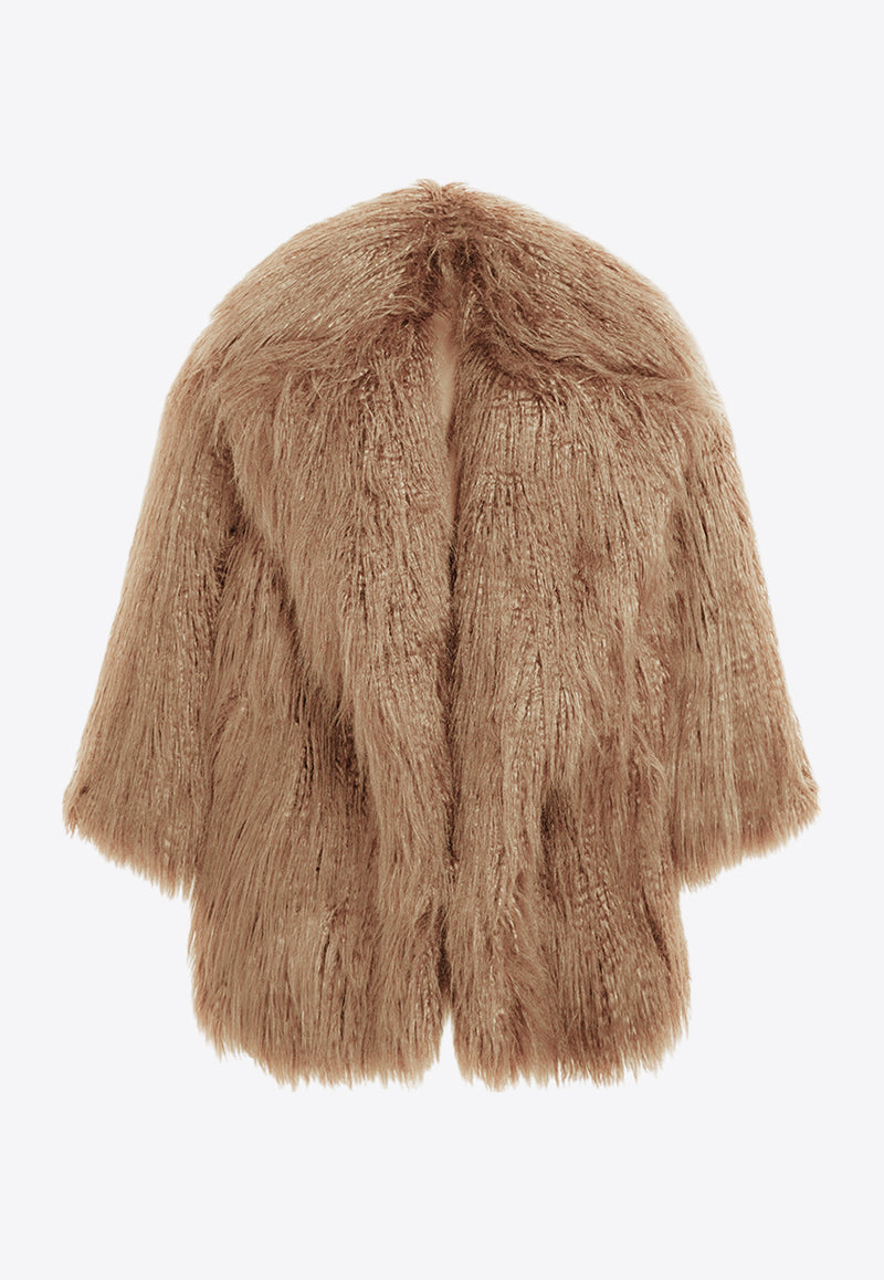 The Frankie Shop Miley Oversized Faux Fur Jacket Camel OCOMILEYF02110CAMEL