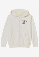 Off-White Kids Girls Logo Print Zip-Up Hoodie White OGBE001F24FLE002/P_OFFW-0309