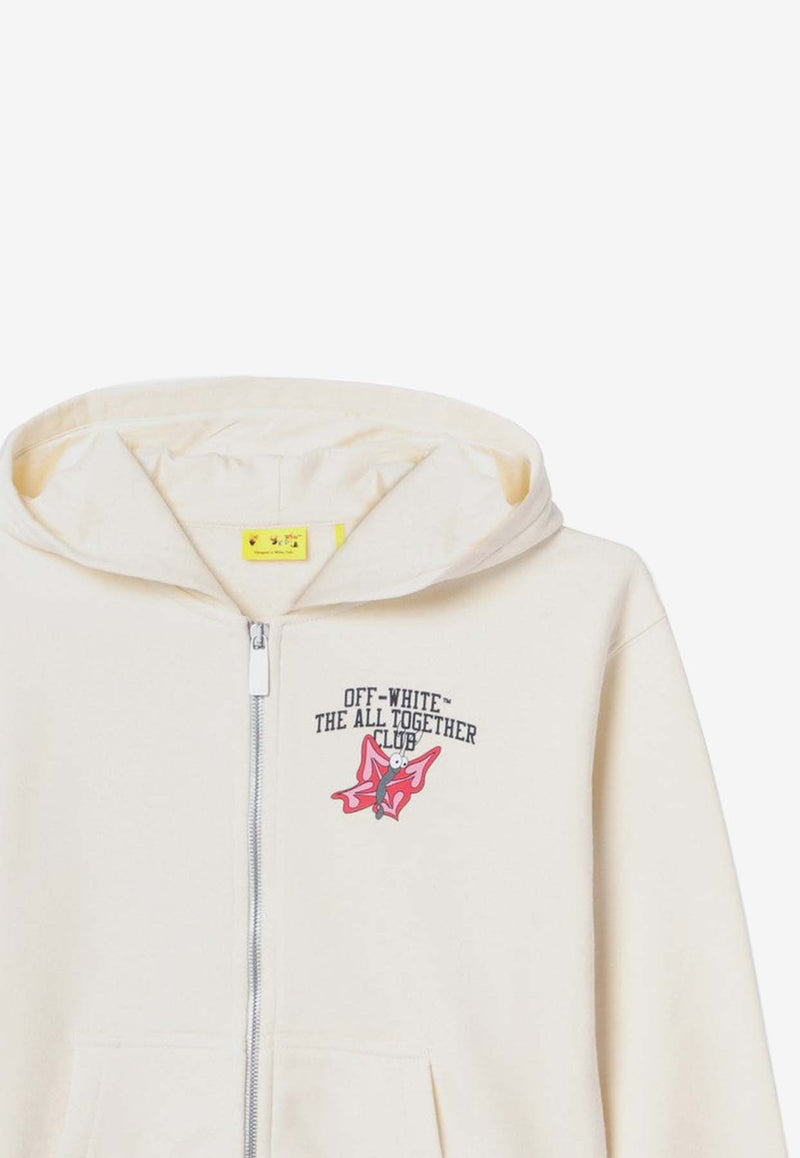 Off-White Kids Girls Logo Print Zip-Up Hoodie White OGBE001F24FLE002/P_OFFW-0309