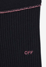 Off-White Kids Girls Embroidered Logo Ribbed Pants Black OGHG001F24-AKNI001/P_OFFW-1030