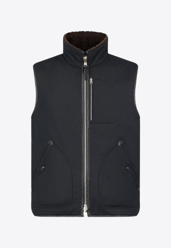 Tom Ford Reversible Zip-Up Fleece Gilet OGR001-FMN043F24 XLBKB Brown