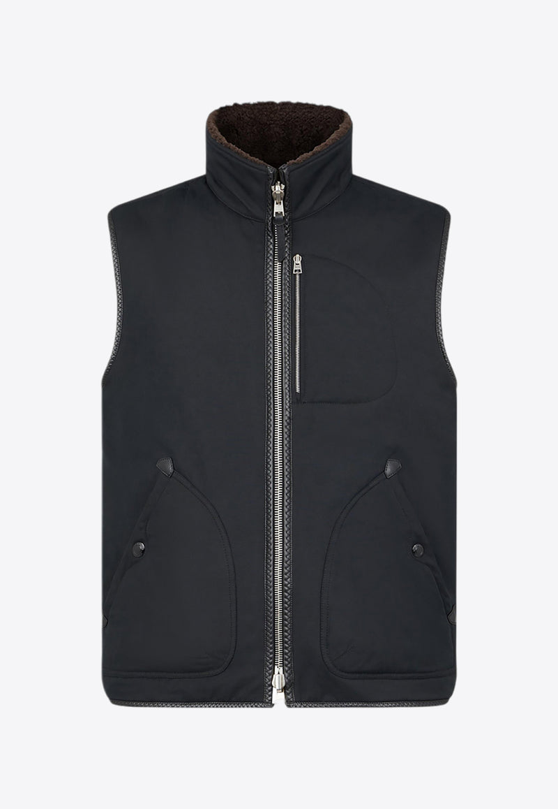 Tom Ford Reversible Zip-Up Fleece Gilet OGR001-FMN043F24 XLBKB Brown