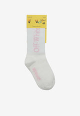 Off-White Kids Girls Ribbed Logo Socks Pink OGRA003F24KNI001/P_OFFW-013C