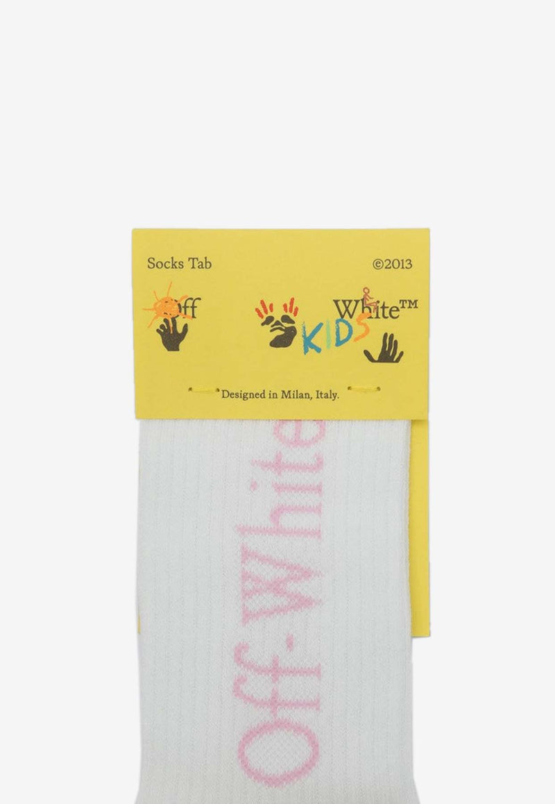 Off-White Kids Girls Ribbed Logo Socks Pink OGRA003F24KNI001/P_OFFW-013C