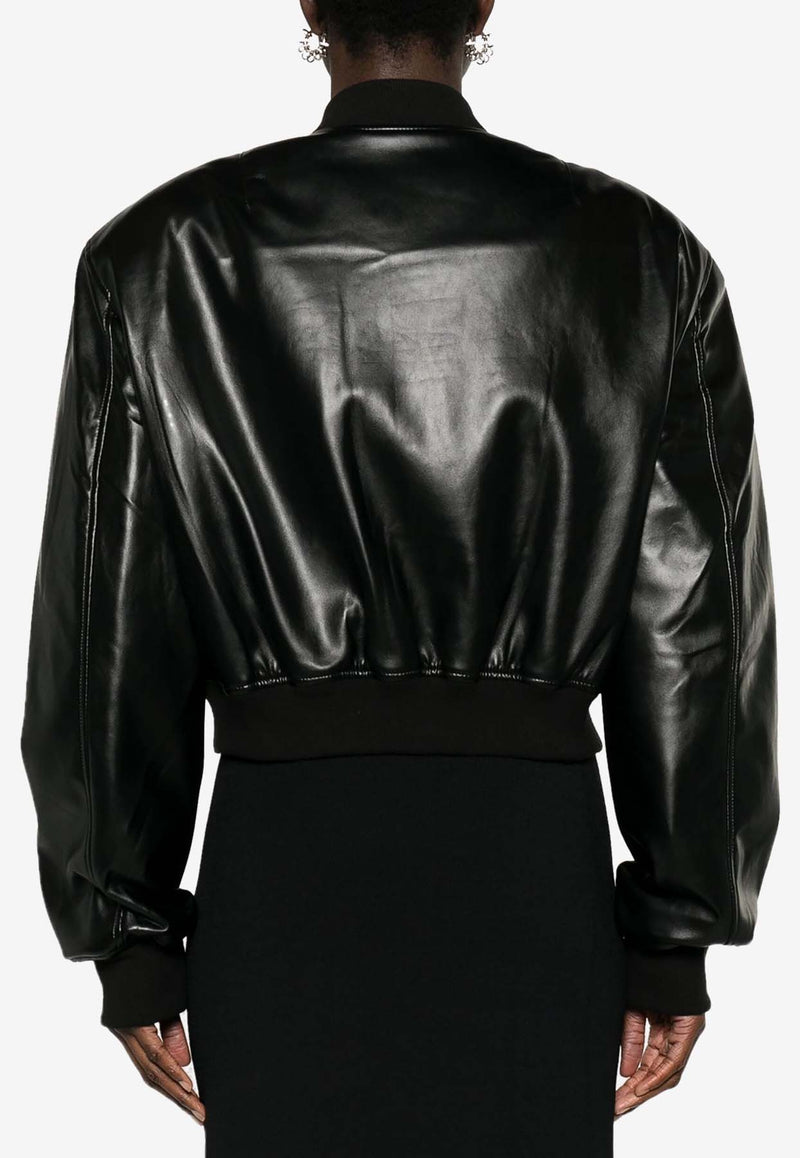 The Frankie Shop Micky Cropped Bomber Jacket Black OJAMIC100BLACK