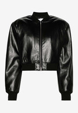 The Frankie Shop Micky Cropped Bomber Jacket Black OJAMIC100BLACK