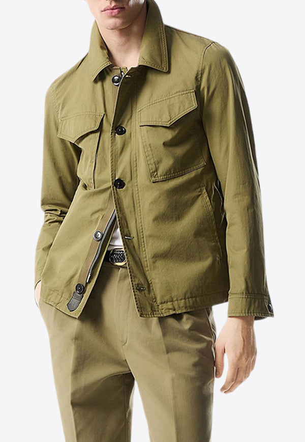 Tom Ford Enzyme Twill Field Jacket OJS007-FMC054F23 FG440 Sage