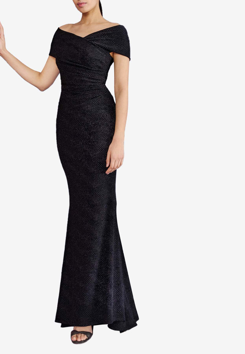 Talbot Runhof Off-Shoulder Draped Gown OL0694-01 MO20 999BLACK