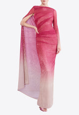 Talbot Runhof Draped Shimmering Maxi Dress Pink OL0703-03OK15 341PINK