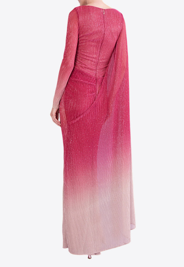 Talbot Runhof Draped Shimmering Maxi Dress Pink OL0703-03OK15 341PINK