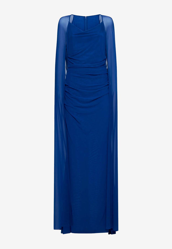 Talbot Runhof Mobile Chiffon Cape Gown Blue OL0722-01KE15 426BLUE