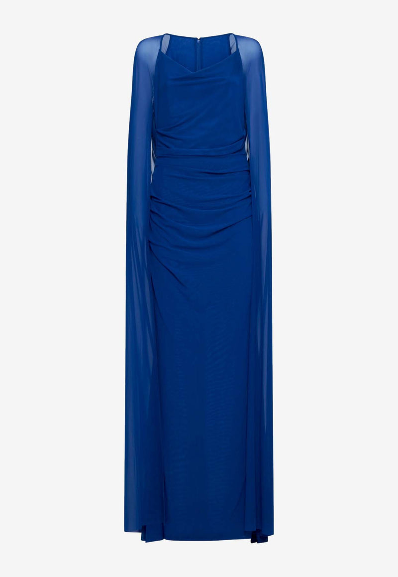 Talbot Runhof Mobile Chiffon Cape Gown Blue OL0722-01KE15 426BLUE