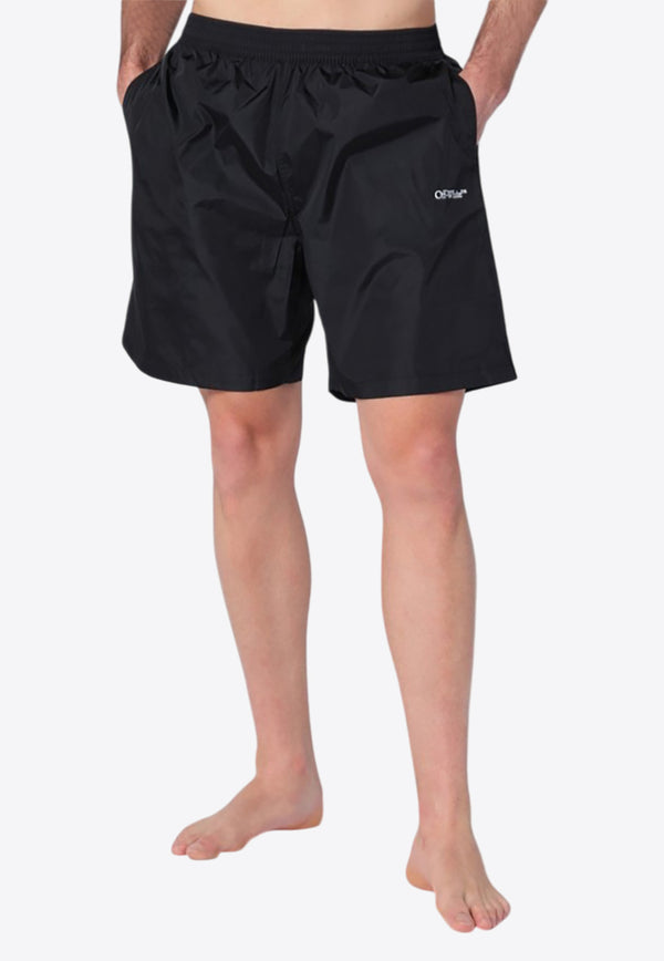 Off-White Logo Print Swim Shorts Black OMFD013C99FAB001/Q_OFFW-1001