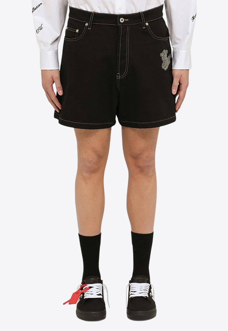 Off-White Logo-Embroidered Denim Shorts Black OMYC022S24DEN001/O_OFFW-1203