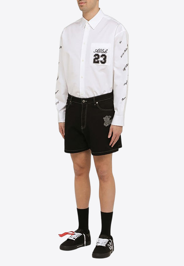 Off-White Logo-Embroidered Denim Shorts Black OMYC022S24DEN001/O_OFFW-1203