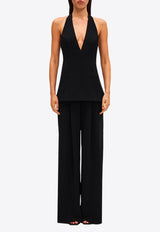 MISHA Pasha Deep V-neck Crepe Jumpsuit Black OND24JU002BLACK