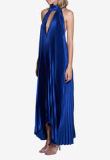 L
IDEE Opera Halterneck Plisse Gown Blue OPEG0023DABLUE