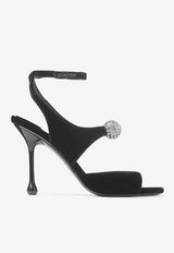 Jimmy Choo Orb 95 Velvet Sandals ORB 95 IQB BLACK/CRYSTAL Black