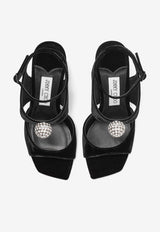 Jimmy Choo Orb 95 Velvet Sandals ORB 95 IQB BLACK/CRYSTAL Black