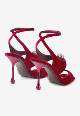 Jimmy Choo Orb 95 Velvet Sandals ORB 95 IQB RUBY RED/CRYSTAL Red