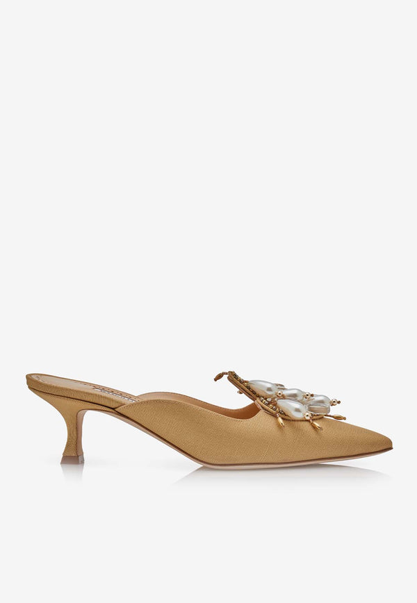 Orientalia 50 Grosgrain Embellished Mules Manolo Blahnik ORIENTALIA 50 GOLD 7109 1615-0001