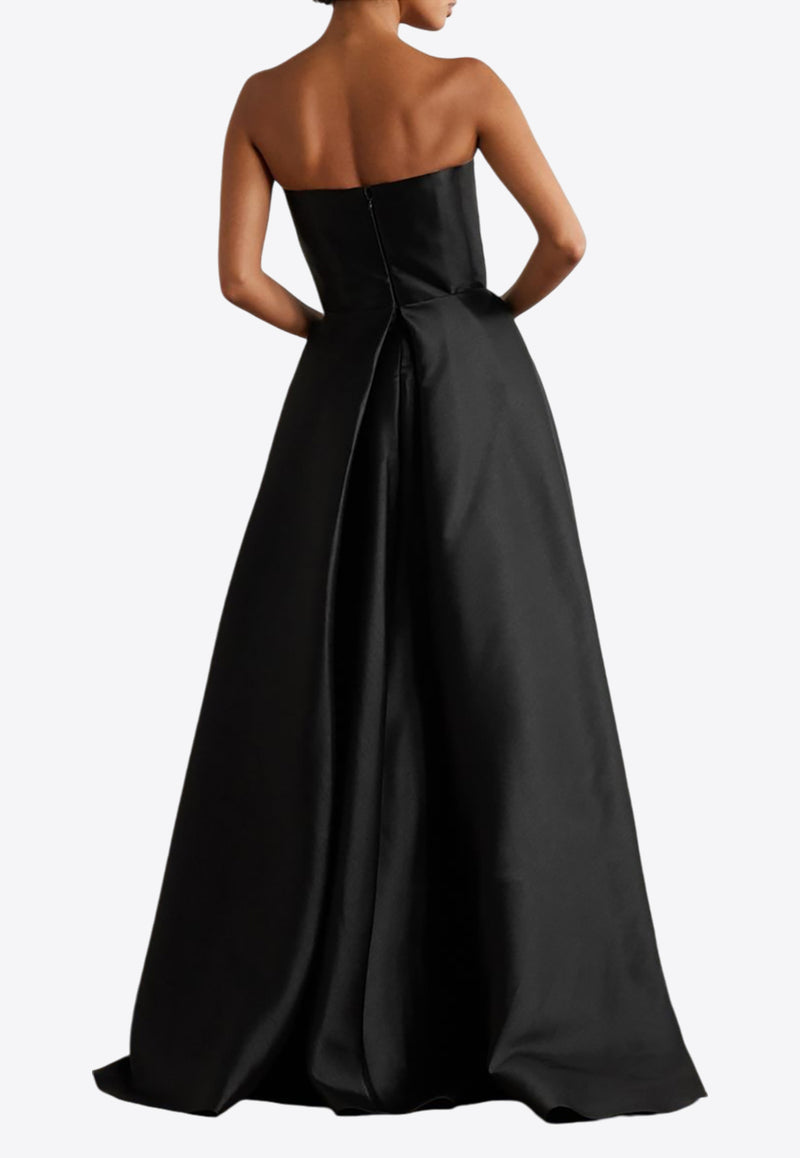 Solace London Tiffany Crystal Embellished Strapless Gown Black OS34030ABLACK