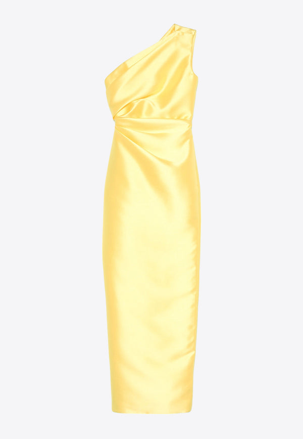 Solace London Kira One-Shoulder Satin Gown Yellow OS37025YELLOW