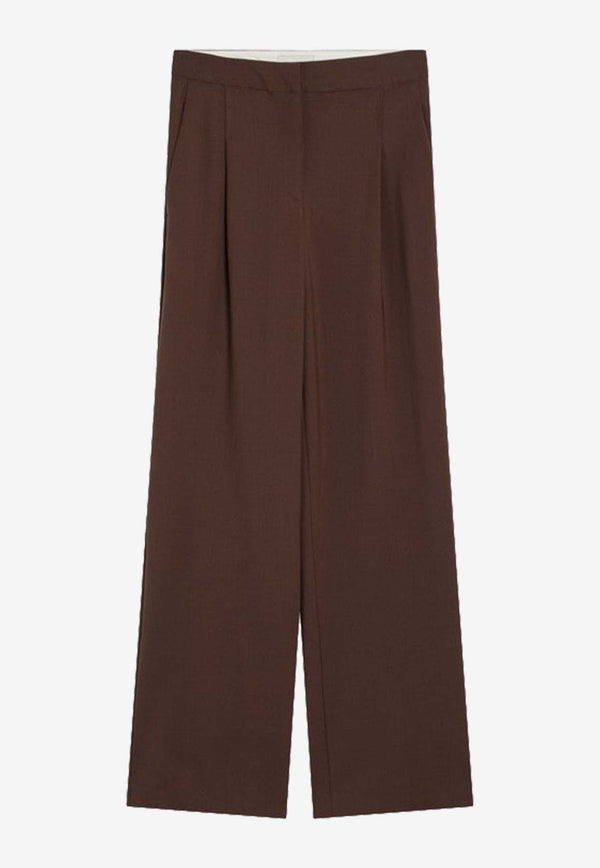 Loulou Studio Wide-Leg Tailored Pants Brown OSILOWO/Q_LOULO-WO