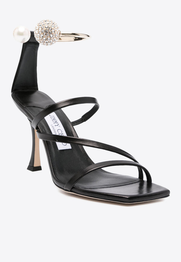 Jimmy Choo Ottilia 90 Crystal-Embellished Sandals in Nappa Leather OTTILIA 90 NAP BLACK