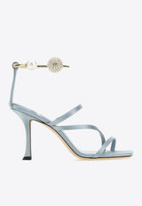 Jimmy Choo Ottilia 90 Crystal-Embellished Sandals in Satin OTTILIA 90 SAT ICE BLUE