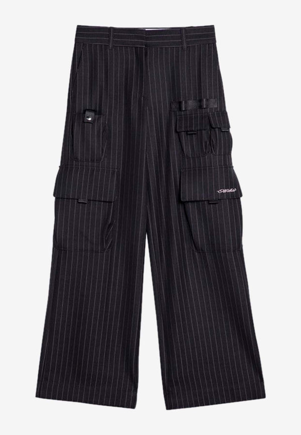 Off-White Logo Pinstripe Cargo Pants Gray OWCF017F24FAB002/P_OFFW-073B